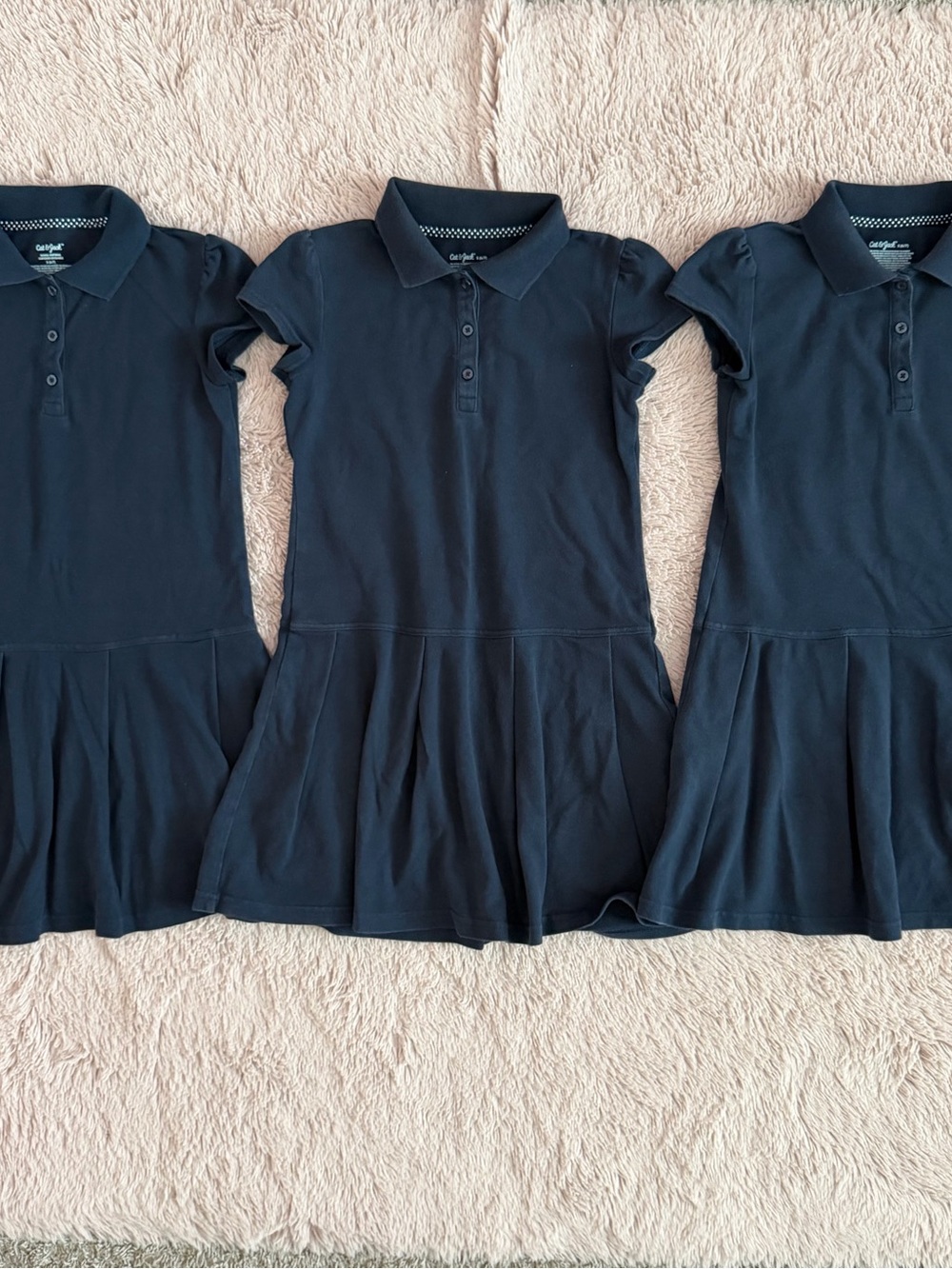 Cat & Jack Navy Polo Dress with Pleated Skirt Bundle of 3 Size S (6/7)